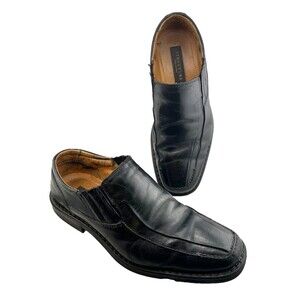 STRUCTURE Men's 9.5 D Black Leather Loafers Shoes Casual Dress Slip On ITALY